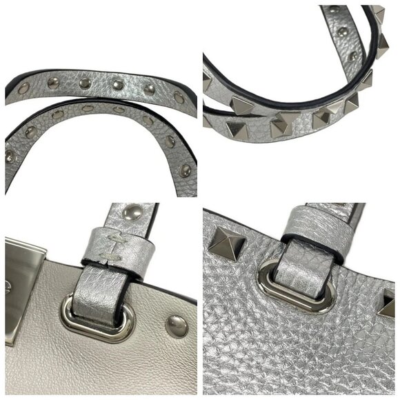 VALENTINOGARAVANI Rockstud Silver Leather - Tote Bag 752-051625 - Picture 8 of 14